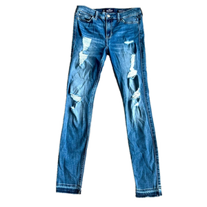 Hollister Super Skinny Classic Stretch Destroyed Frayed Hem Jeans